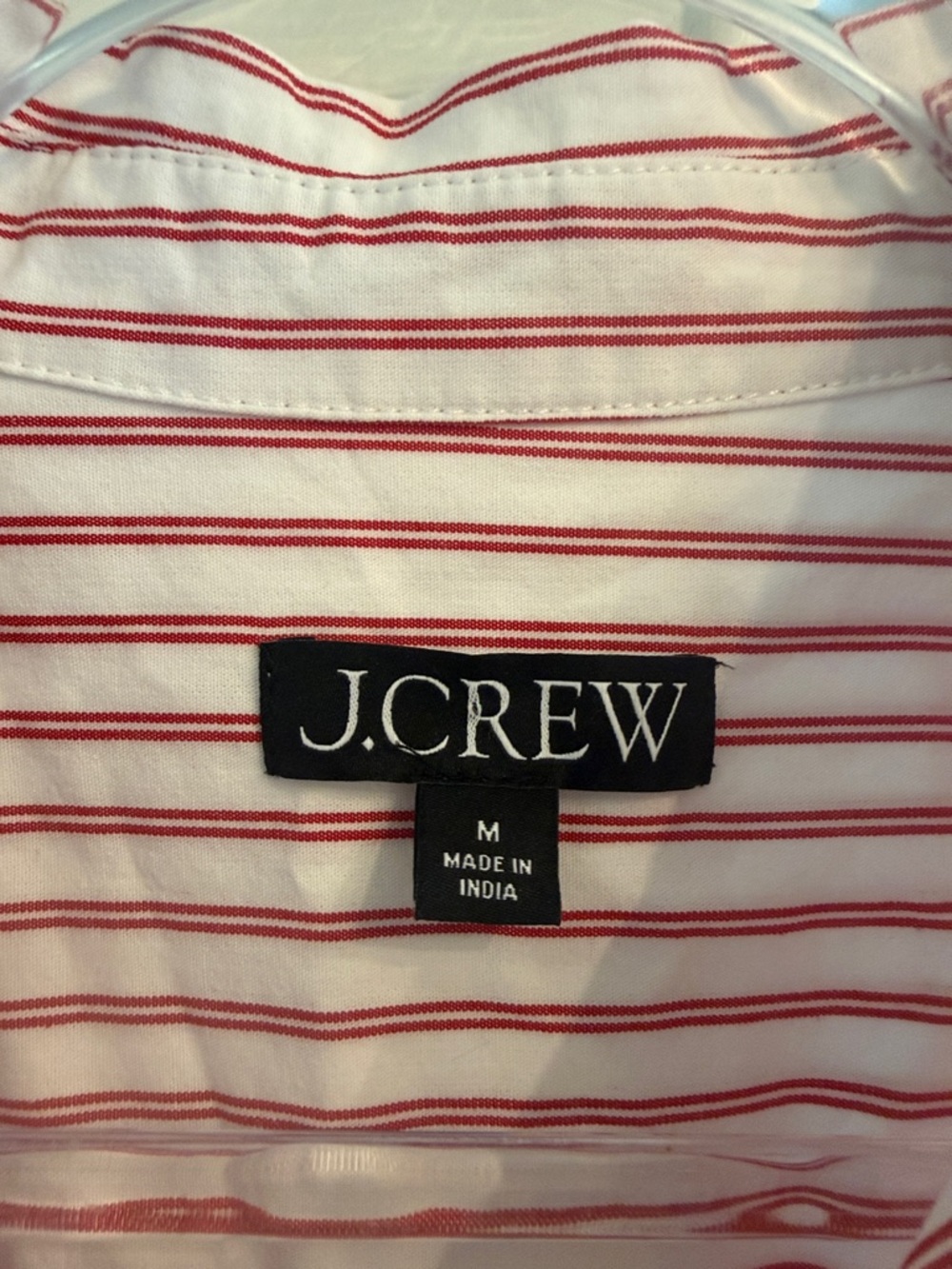 J. Crew Red and White Striped Cotton Button-Down Shirt Size M - Picture 3 of 9